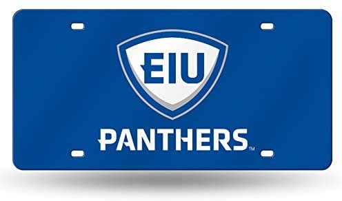 Eastern Illinois University Panthers Premium Laser Cut Tag License Plate, Mirrored Acrylic, Inlaid, Blue, 12x6 Inch