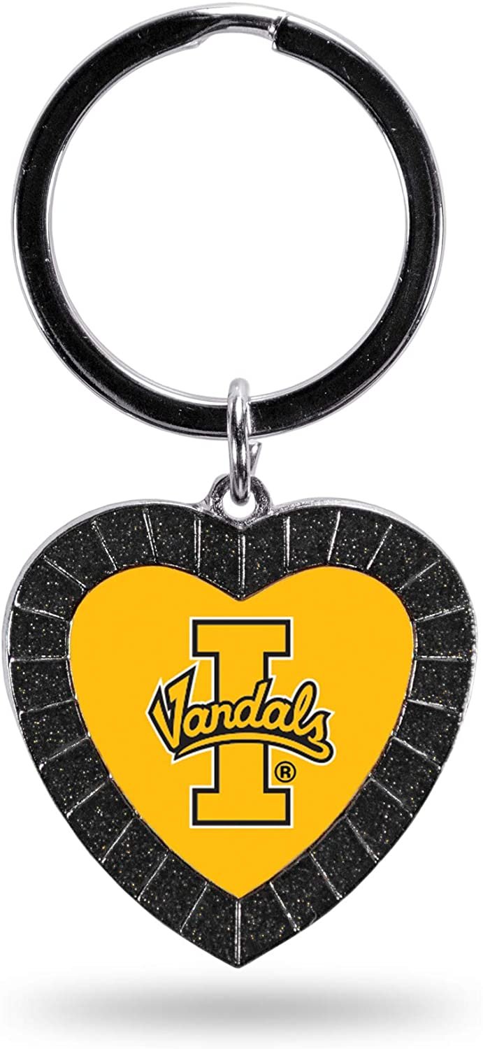 Idaho Vandals NCAA Rhinestone Heart Colored Keychain, Black, 3-inches in length