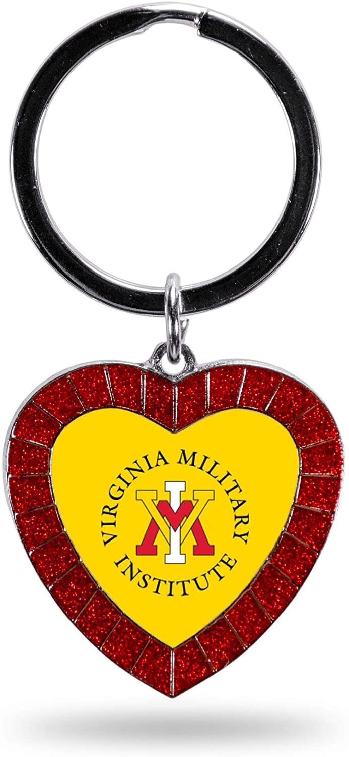 Virginia Military Institute Keydets NCAA Rhinestone Heart Colored Keychain, Red, 3-inches in length