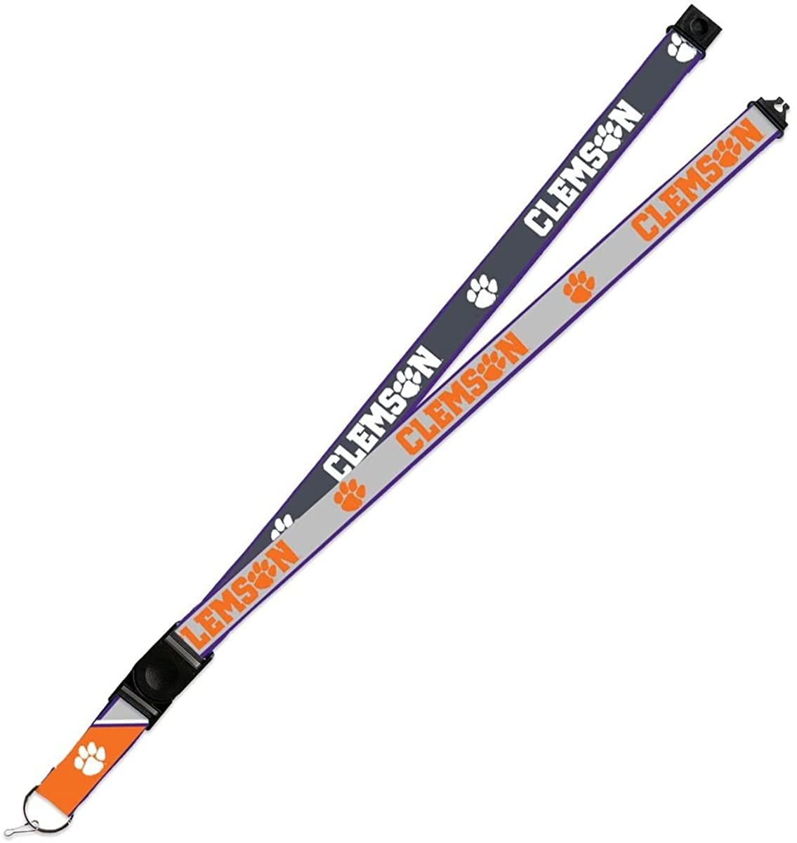 Clemson Tigers Lanyard Keychain 2-sided Breakaway Clip GRAY University of