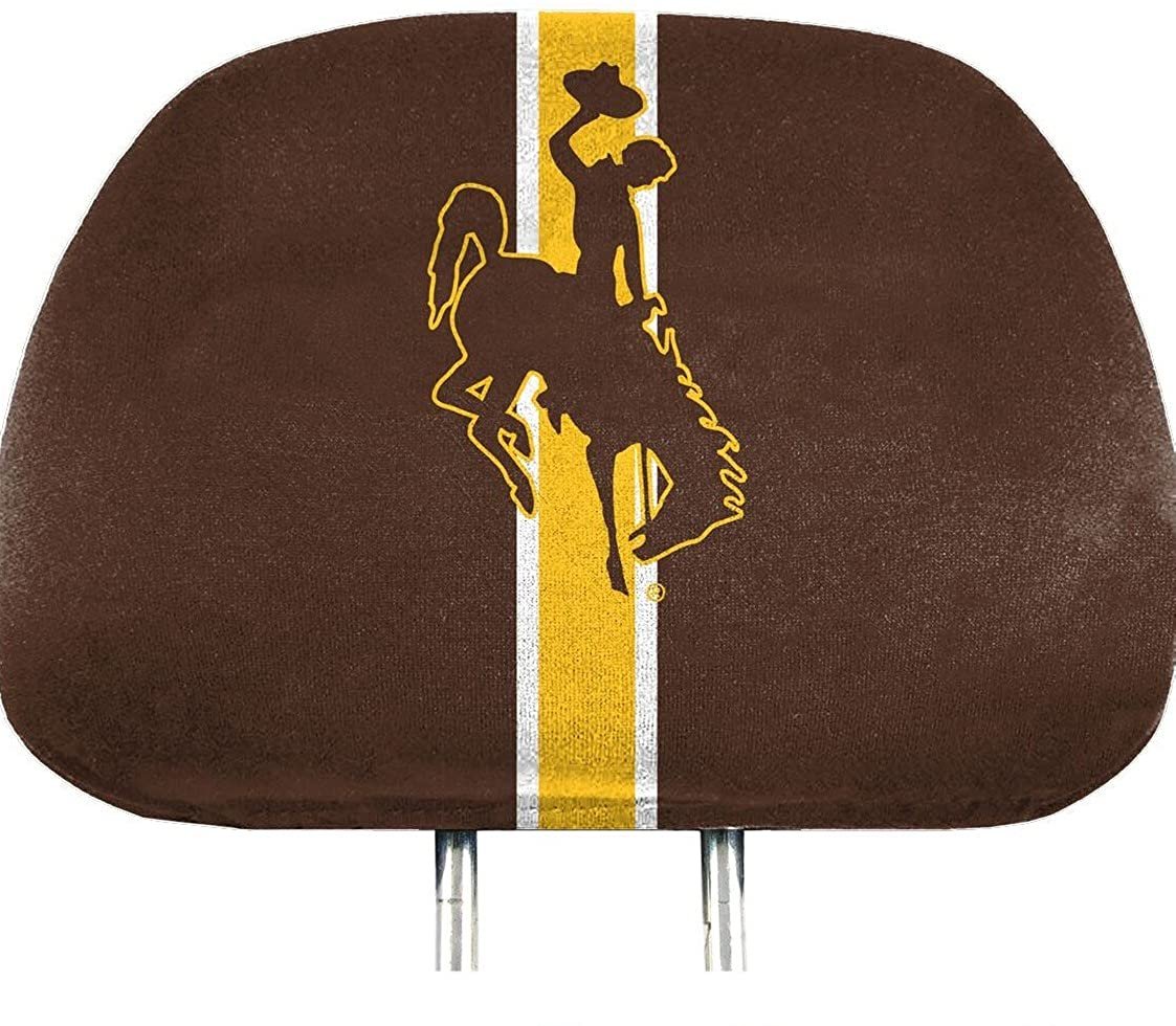 University of Wyoming Cowboys Premium Pair of Auto Head Rest Covers, Full Color Printed, Elastic, 10x14 Inch