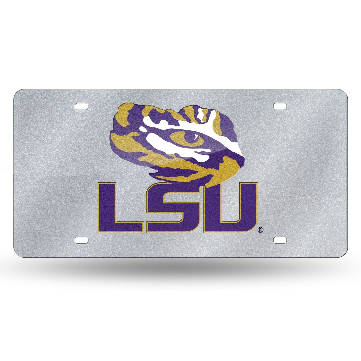 Louisiana State University LSU Tigers Laser Cut Tag Licensed Plate, Mirrored Acrylic Inlaid, Bling Styling,12x6 Inch