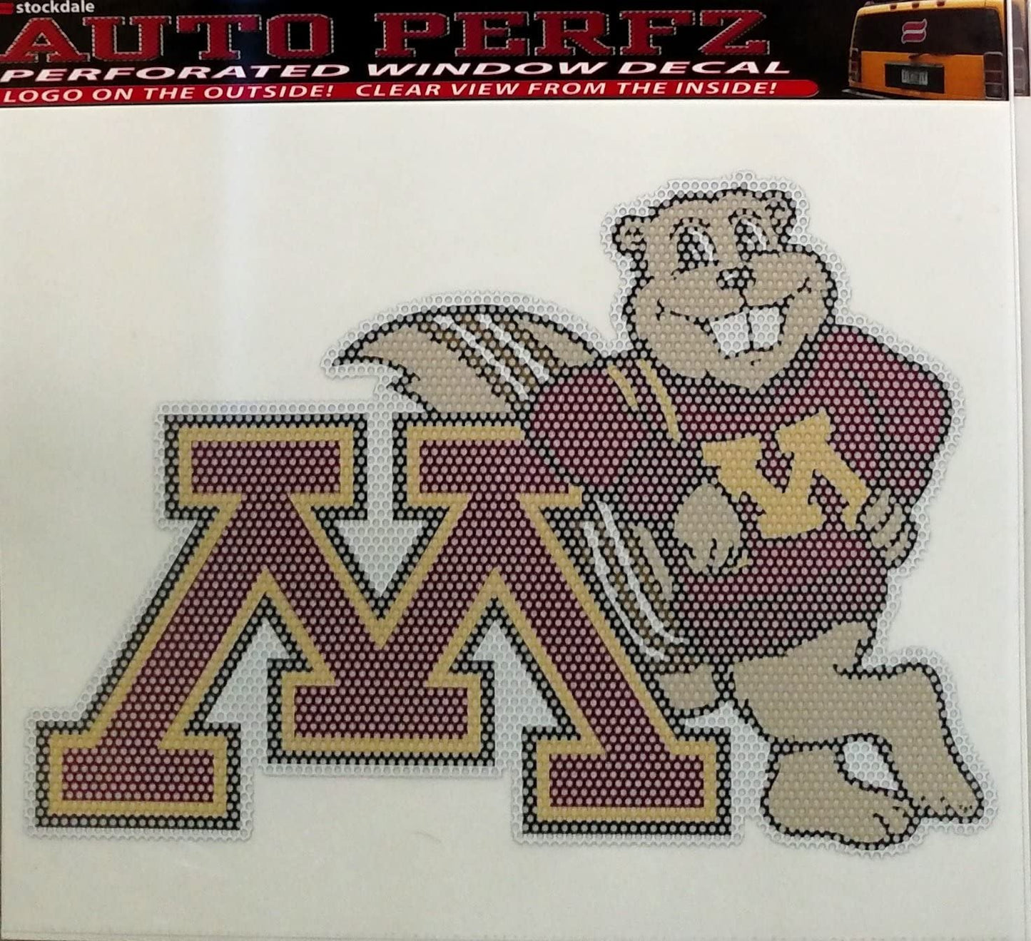 University of Minnesota Golden Gophers 8 Inch Preforated Window Film Decal Sticker, One-Way Vision, Adhesive Backing