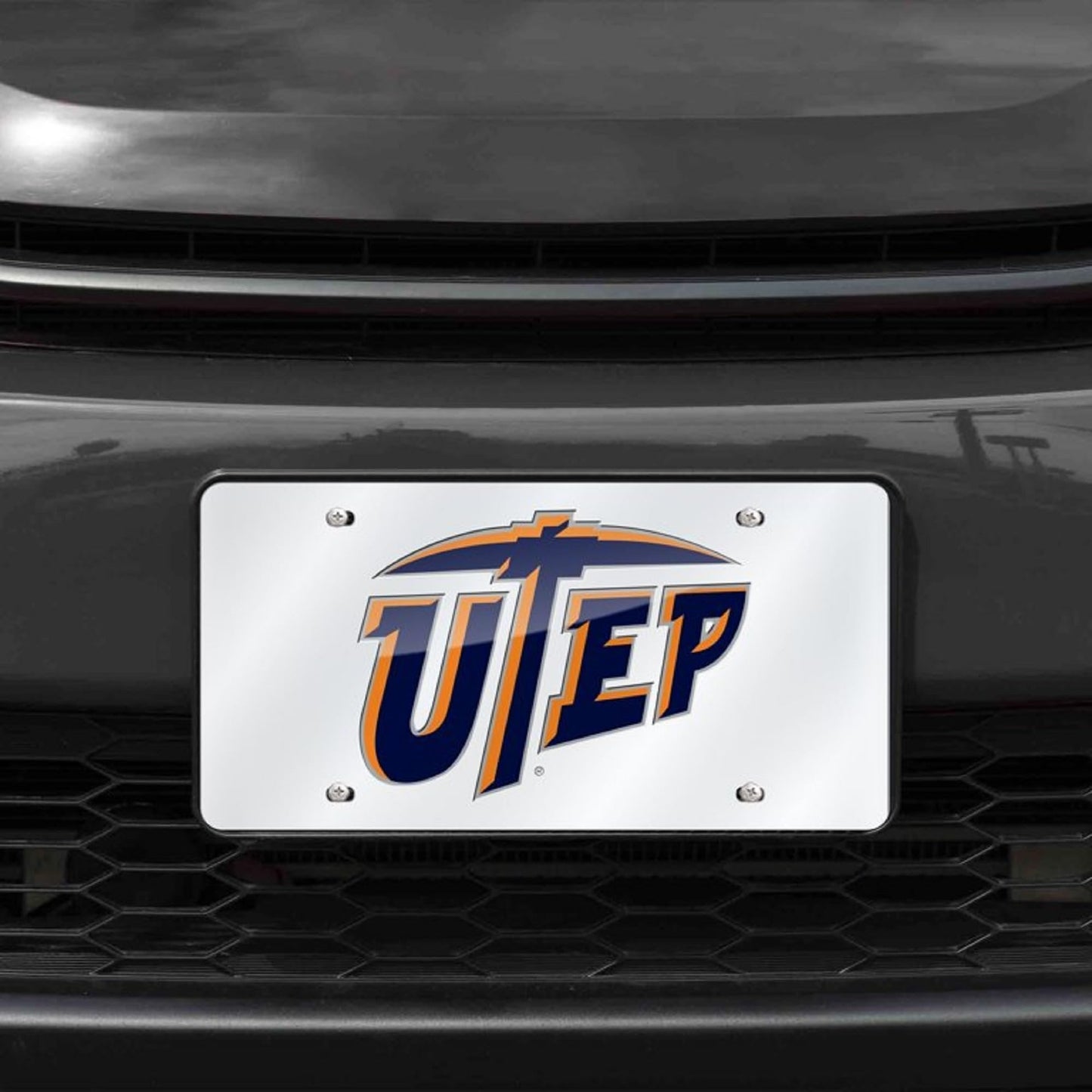 University of Texas El Paso UTEP Miners Premium Laser Cut Tag License Plate, Mirrored Acrylic Inlaid, 12x6 Inch