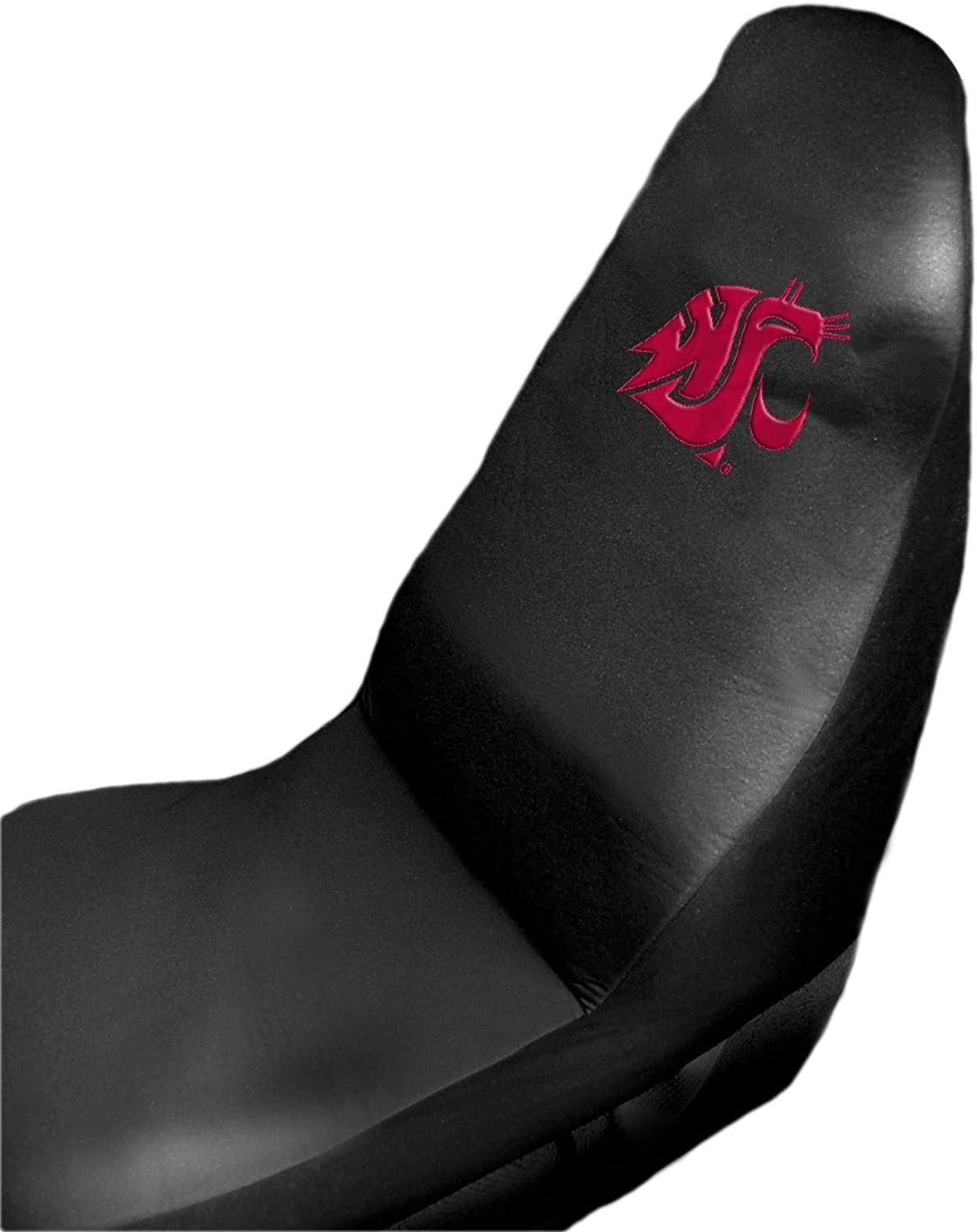 Washington State University Cougars Premium Embroidered Black Auto Bucket Seat Cover, 48x20 Inch, Elastic