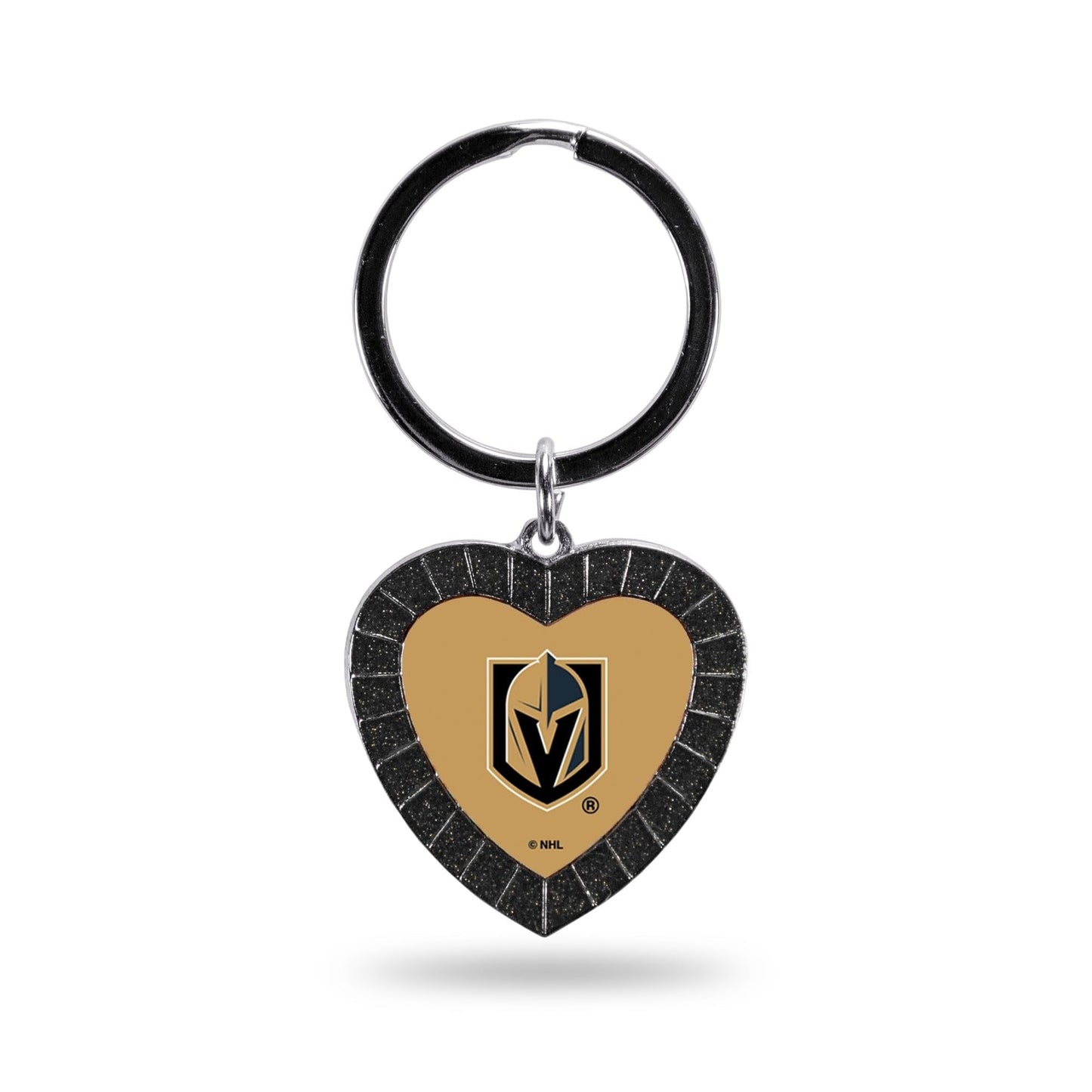Vegas Golden Knights Metal Keychain, Team Color Rhinestone Heart