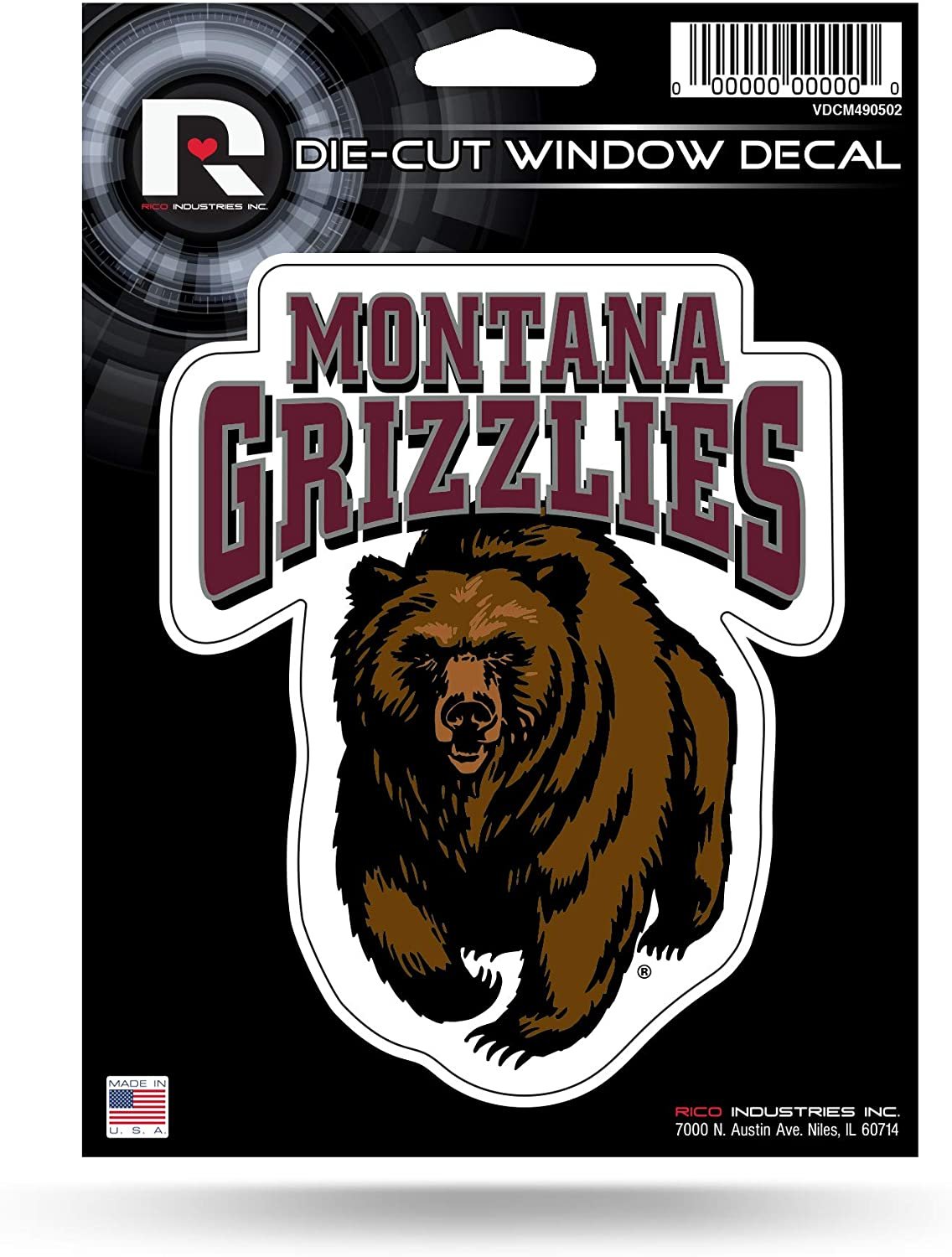 University of Montana Grizzlies 5 Inch Die Cut Vinyl Decal Sticker, Full Adhesive Backing
