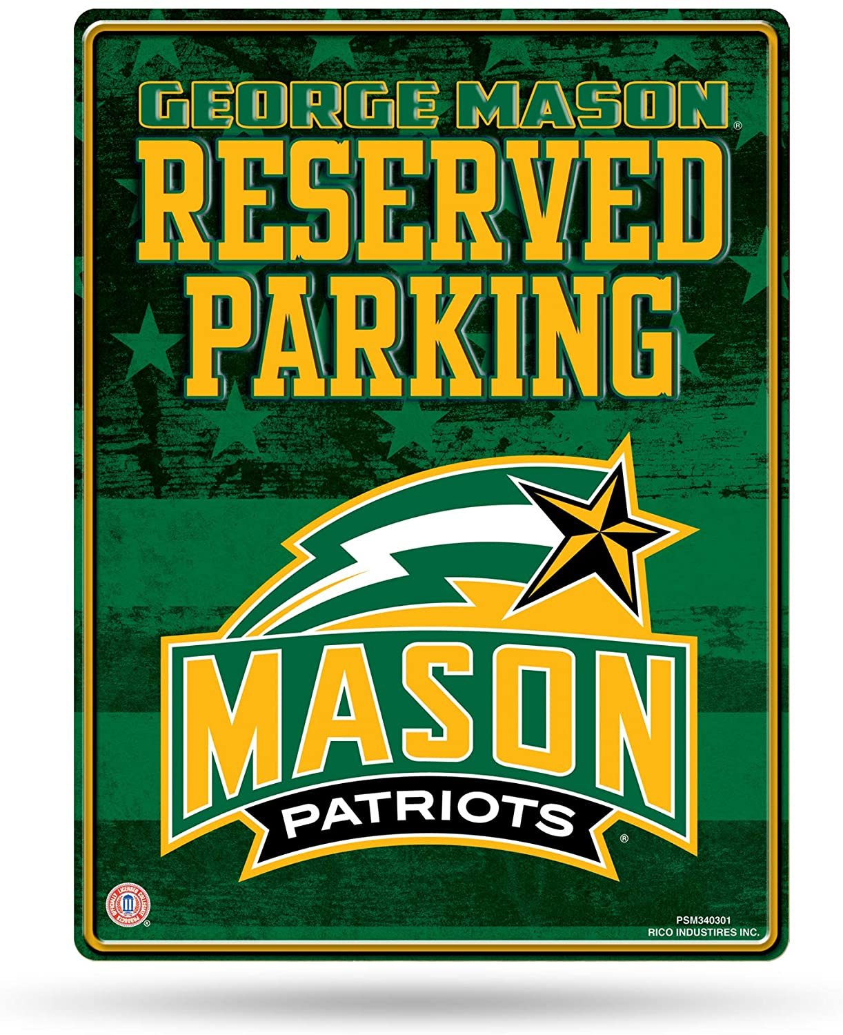 George Mason University Patriots Premium Metal Wall Parking Sign, 8.5x11 Inch, Primary Design, Great for Man Cave, Bed Room, Office, Home Decor