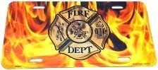 Firefighter Fire Department Metal Auto Tag License Plate, 6x12 Inch