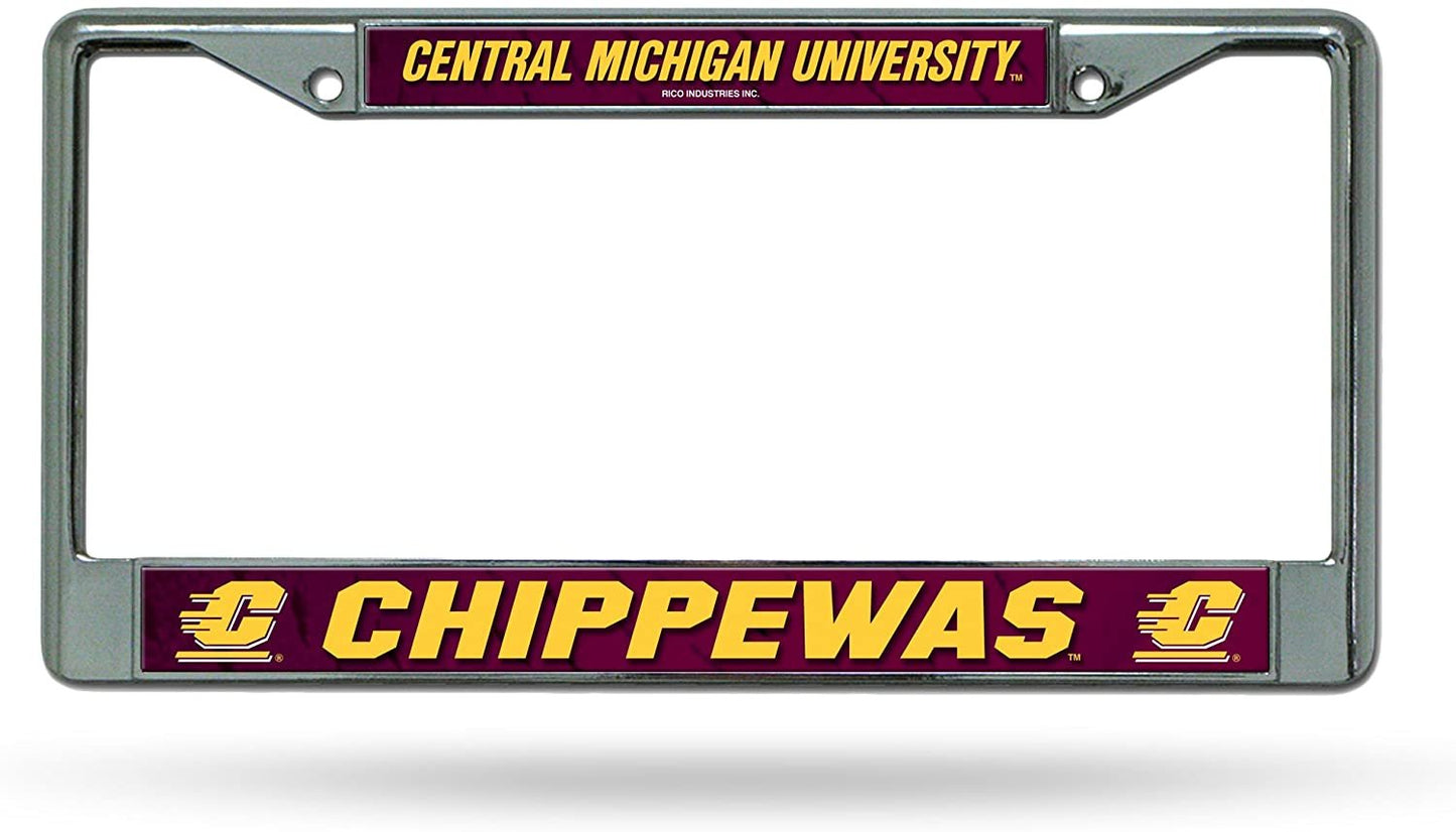 Central Michigan University Chippewas Premium Metal License Plate Frame Chrome Tag Cover, 12x6 Inch