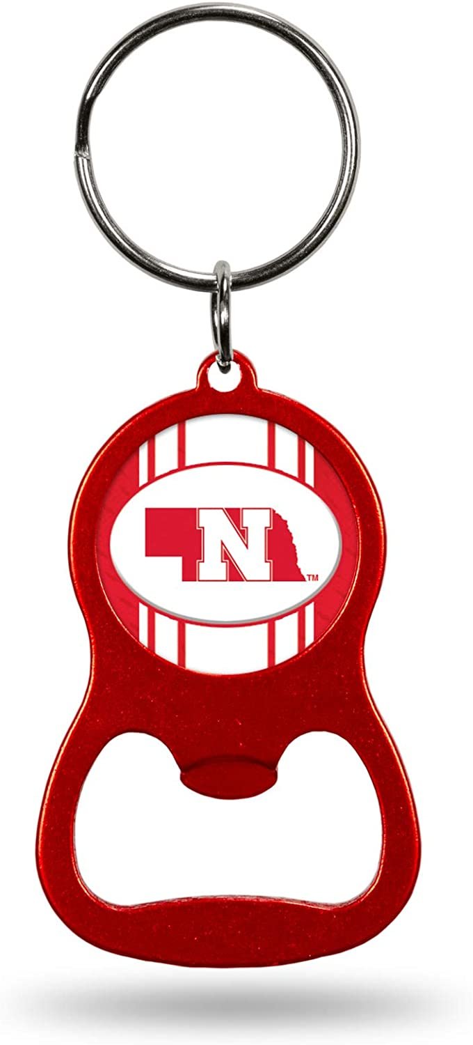 University of Nebraska Cornhuskers Premium Solid Metal Bottle Opener Keychain, Key Ring, Team Color