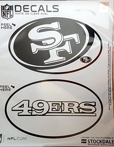 San Francisco 49ers 2-Piece White and Clear Euro Decal Sticker Set, 4x2.5 Inch Each