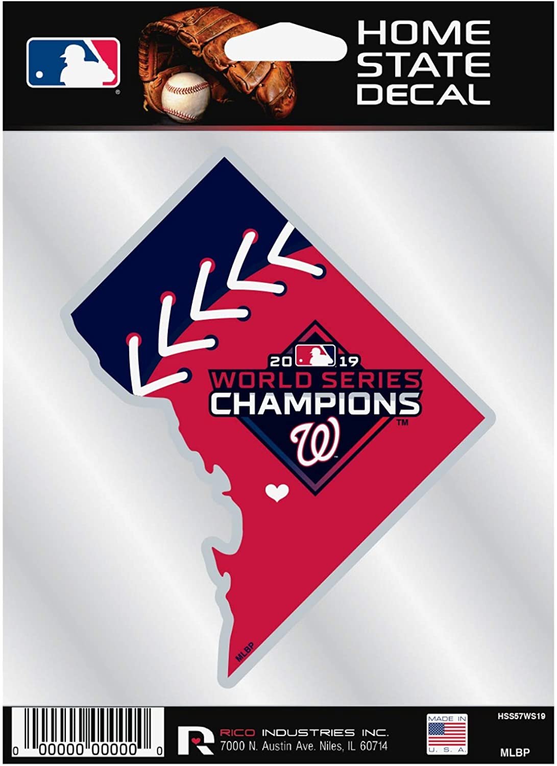 Washington Nationals 2019 World Series Champions 5 Inch Sticker Decal, Home State Design, Flat Vinyl, Full Adhesive Backing