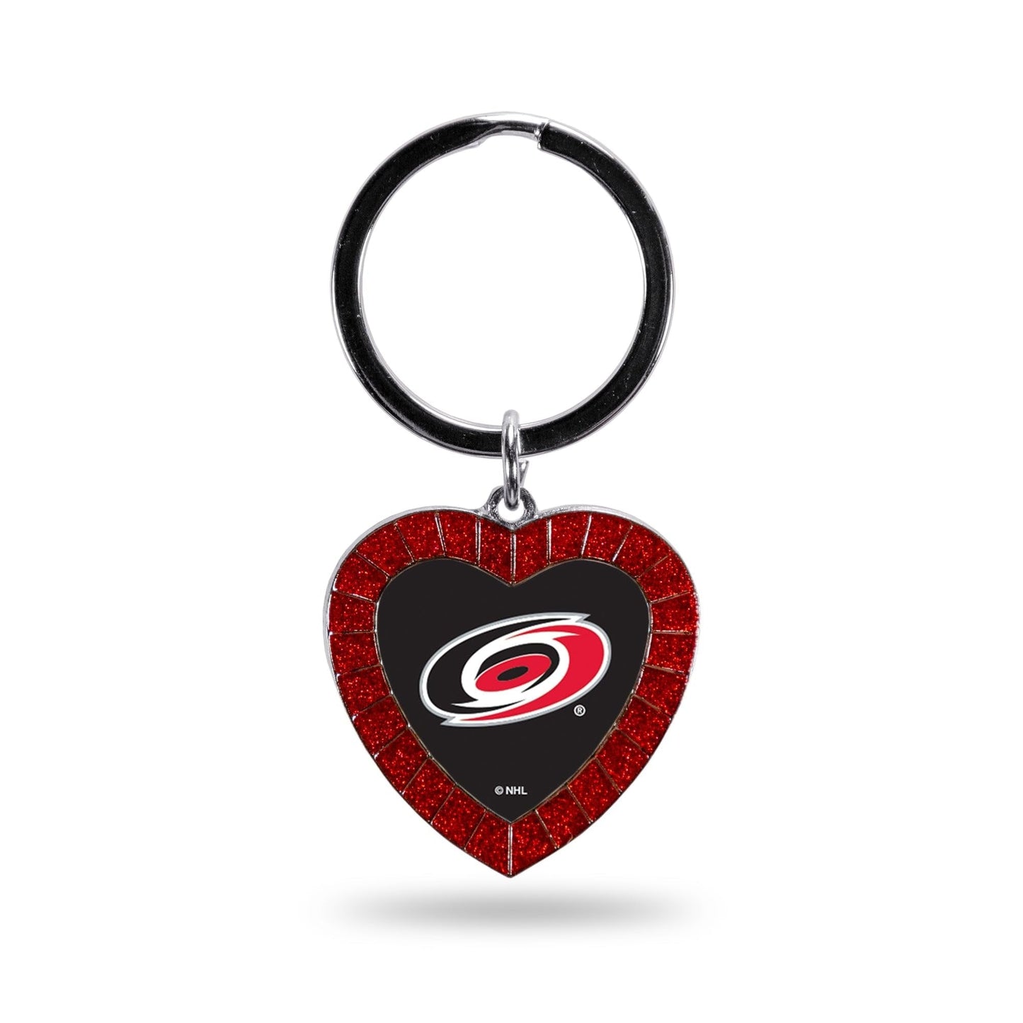 Carolina Hurricanes Metal Keychain, Team Color Rhinestone Heart