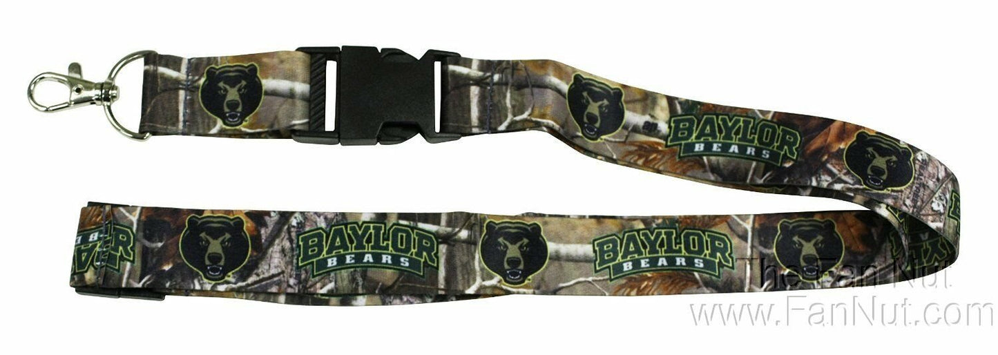 Baylor University Bears Camo Lanyard Keychain Double Sided Breakaway Safety Design Adult 18 Inch