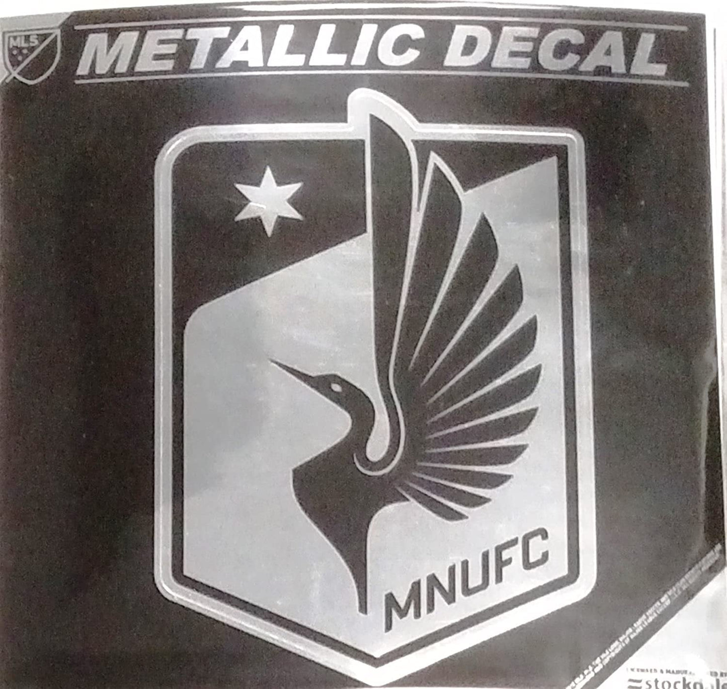 Minnesota United 6 Inch Decal Sticker, Metallic Chrome Shimmer Design, Vinyl Die Cut, Auto Home