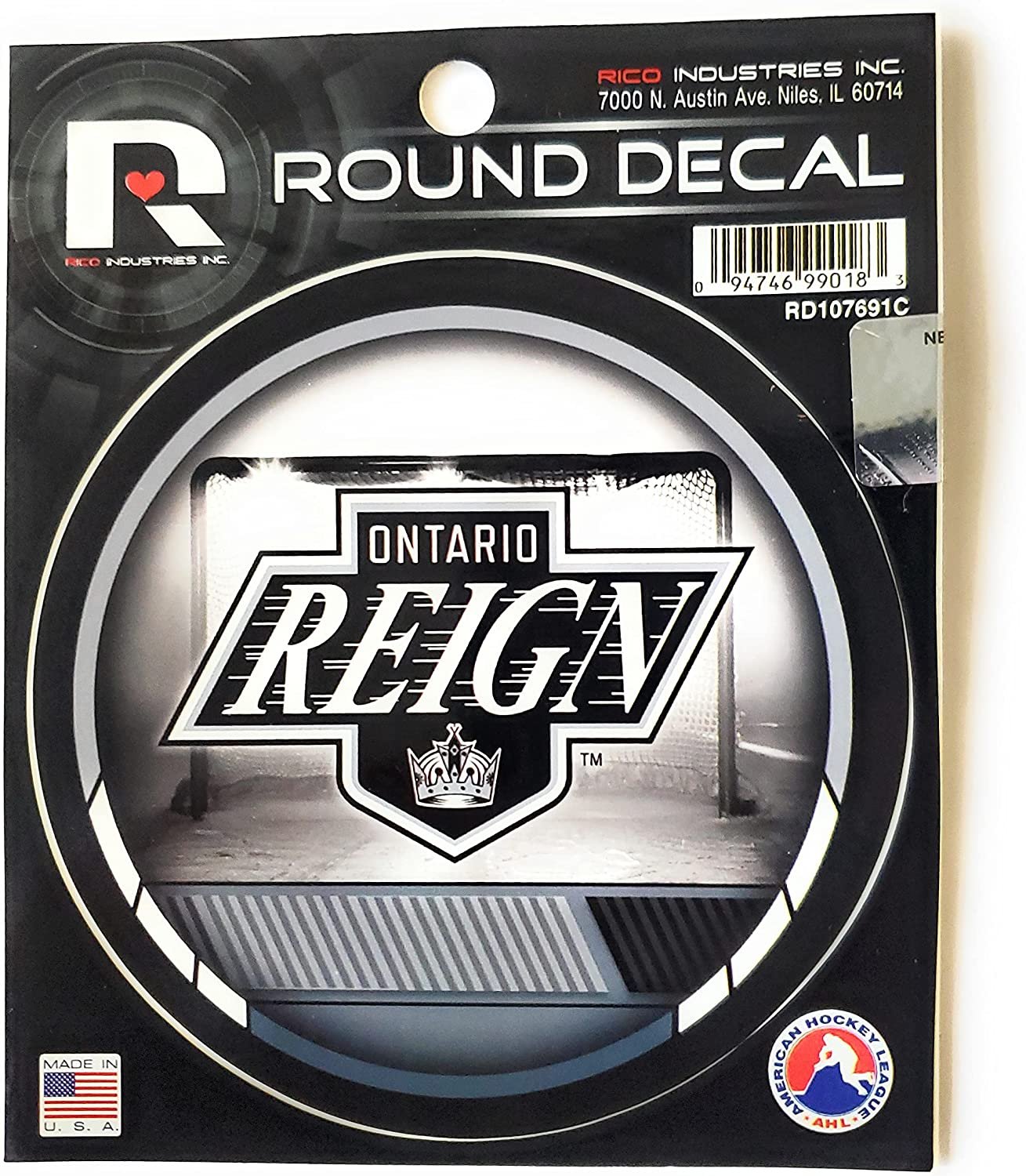 Ontario Reign Decal Sticker 4" Round Vinyl Auto Home Window Glass Bumper Emblem AHL Hockey