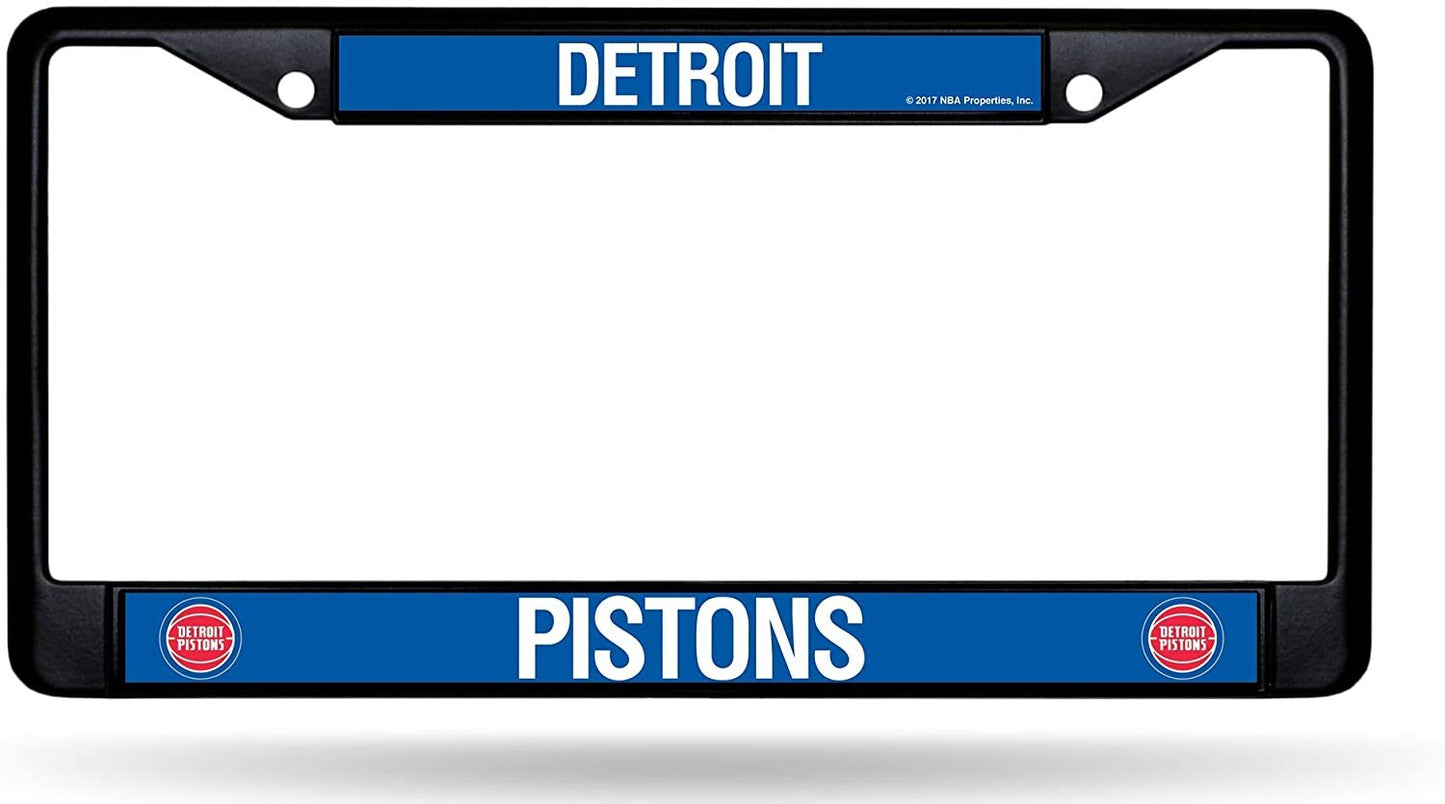 Detroit Pistons Metal License Plate Frame Black Tag Cover 12x6 Inch
