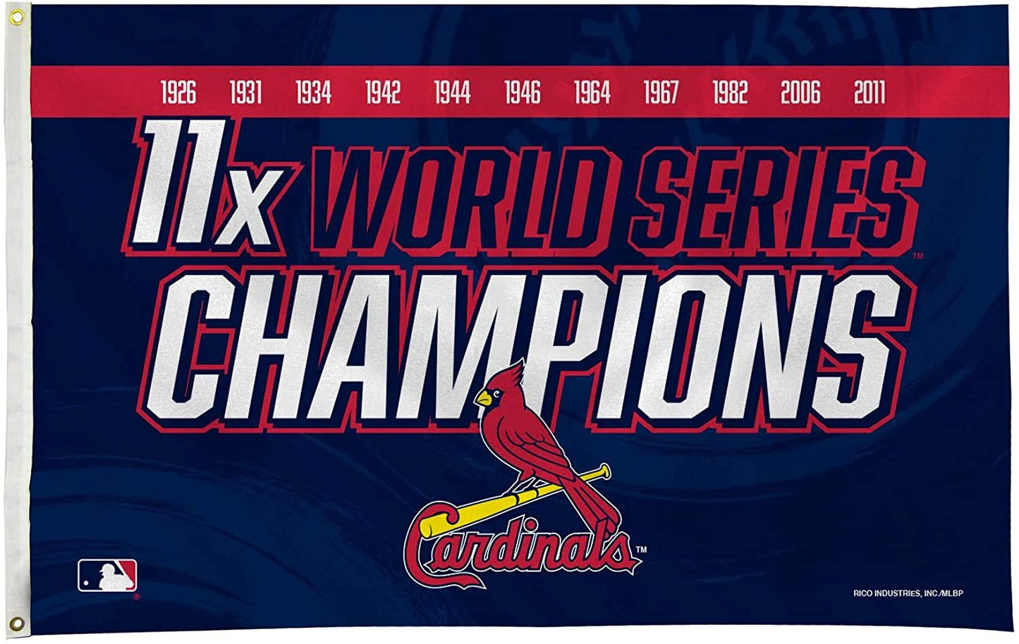 St Louis Cardinals 11-Time World Series Champions Premium 3x5 Feet Flag Banner, Metal Grommets, Outdoor Use, Single Sided