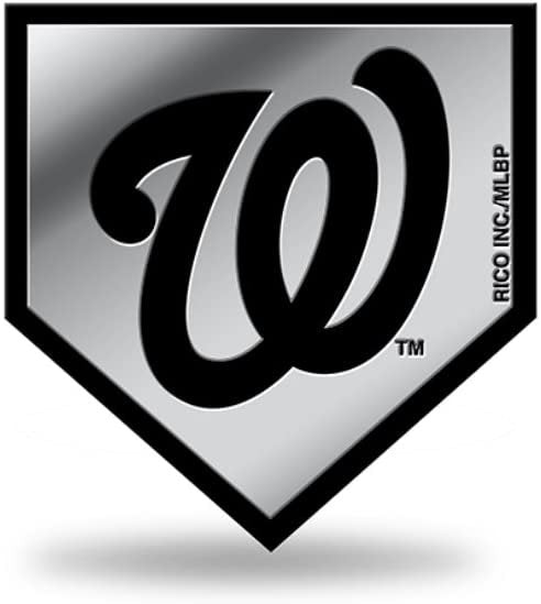 Washington Nationals Auto Emblem, Silver Chrome Color, Raised Molded Plastic, 3.5 Inch, Adhesive Tape Backing