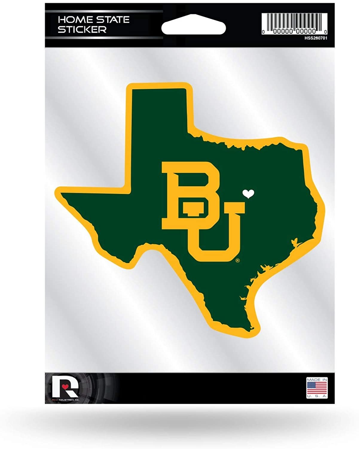 Baylor University Bears 5 Inch Sticker Decal, Home State Design, Flat Vinyl, Full Adhesive Backing