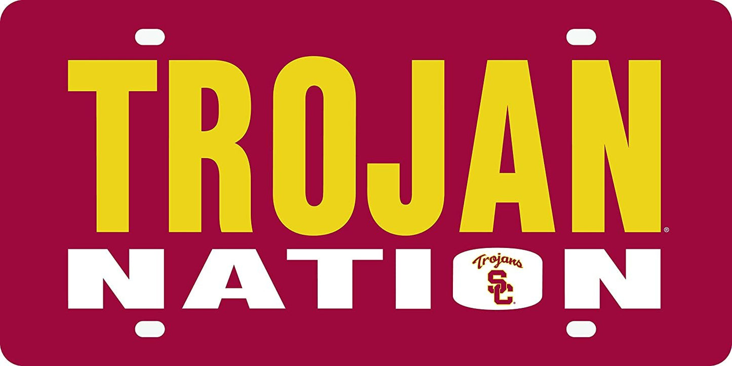 University of Southern California Trojans USC Premium Laser Cut Tag License Plate, Nation Design, Mirrored Acrylic Inlaid, 6x12 Inch