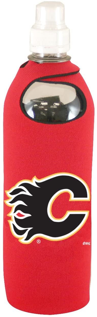 Calgary Flames 1/2 Liter Water Bottle Neoprene Beverage Insulator Holder Cooler with Clip Hockey
