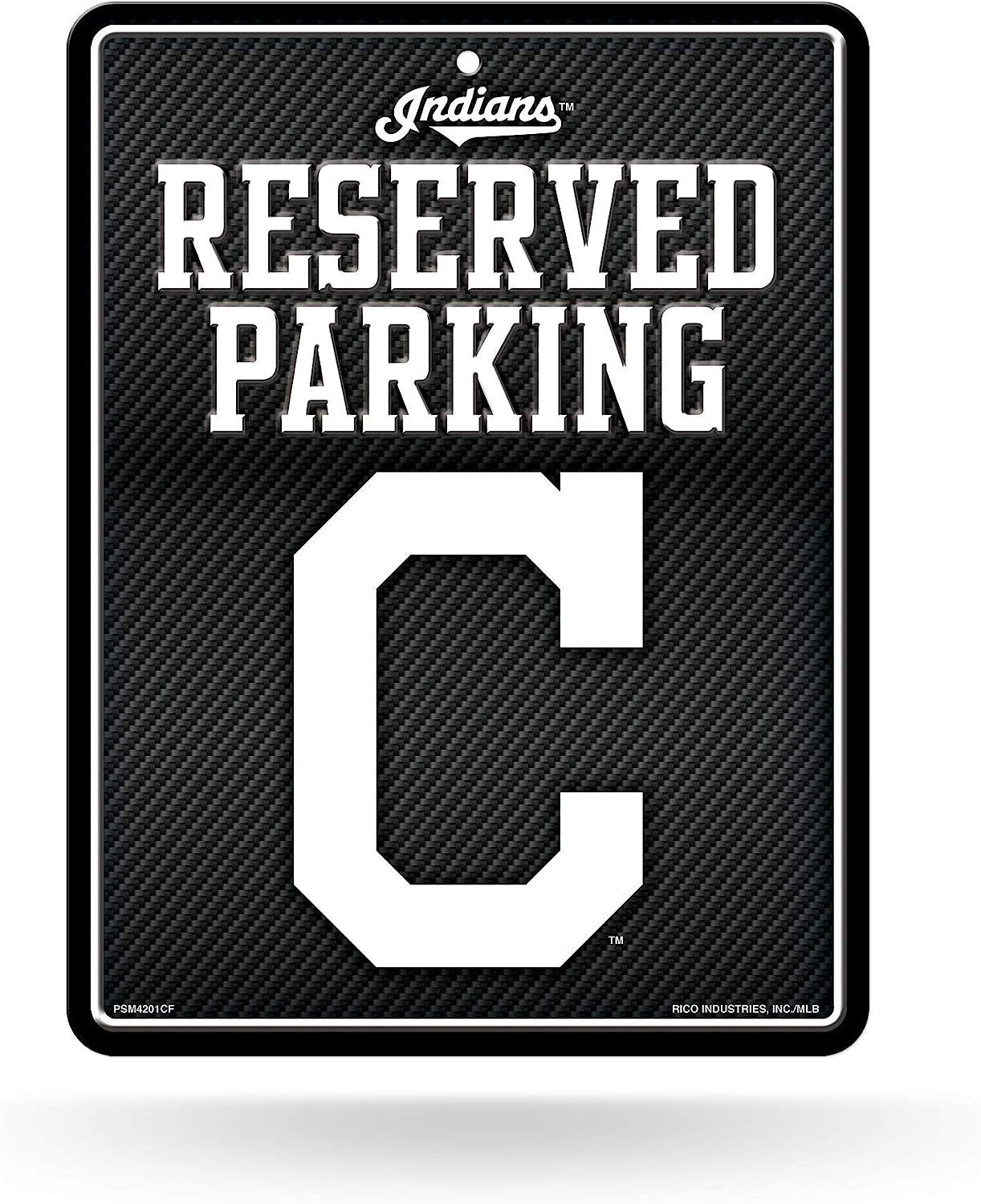 Cleveland Guardians Indians Metal Parking Novelty Wall Sign 8.5 x 11 Inch Carbon Fiber Design