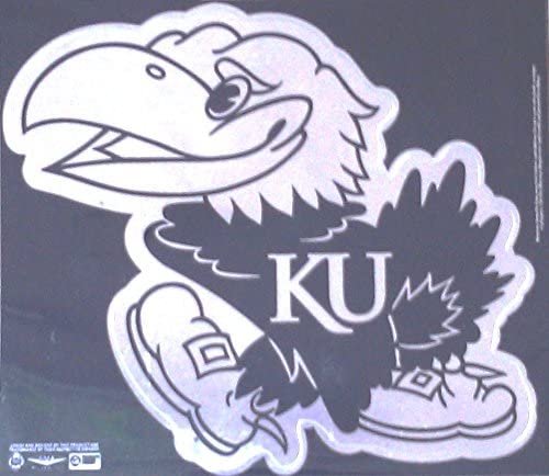 University of Kansas Jayhawks 6 Inch Magnet, Metallic Chrome Shimmer Design, Vinyl Die Cut, Auto Home Heavy Duty