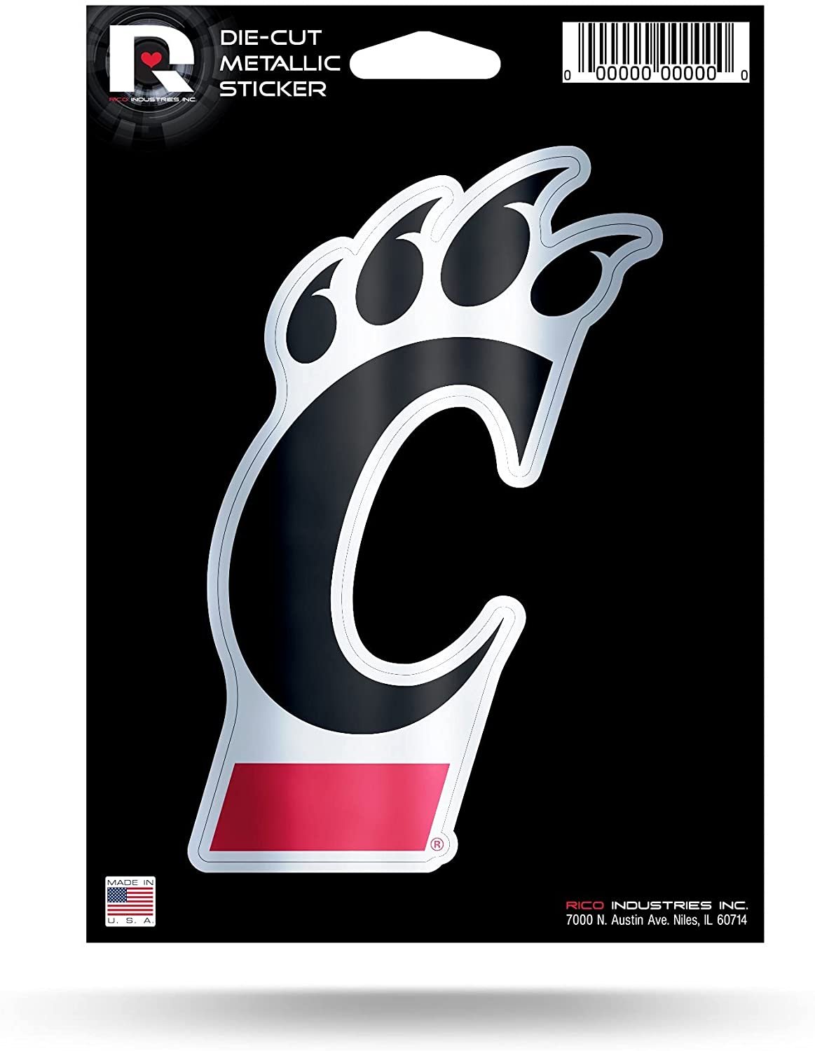 University of Cincinnati Bearcats 5 Inch Sticker Decal Metallic Shimmer Design Flat Vinyl