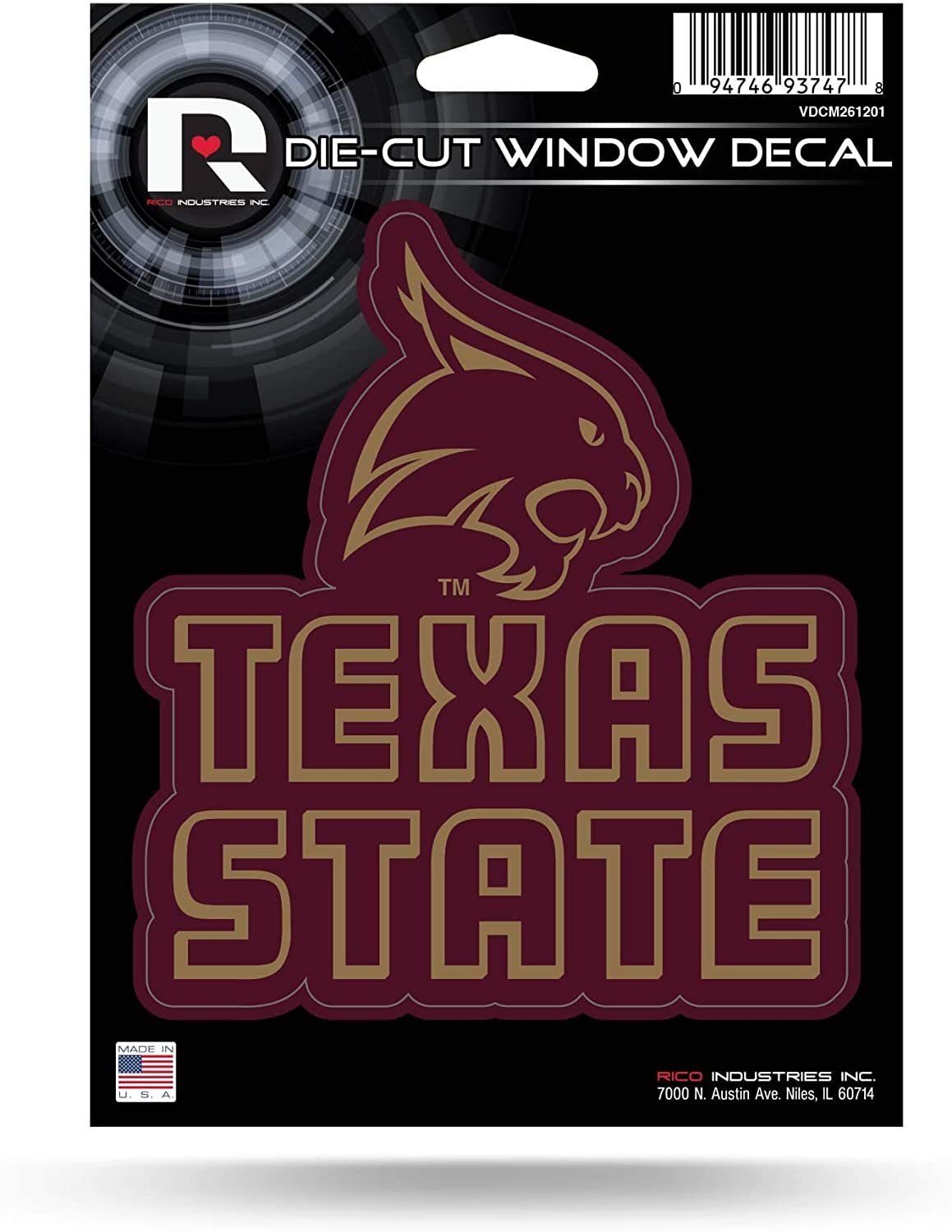 Texas State University Bobcats 5 Inch Die Cut Decal Sticker Flat Vinyl