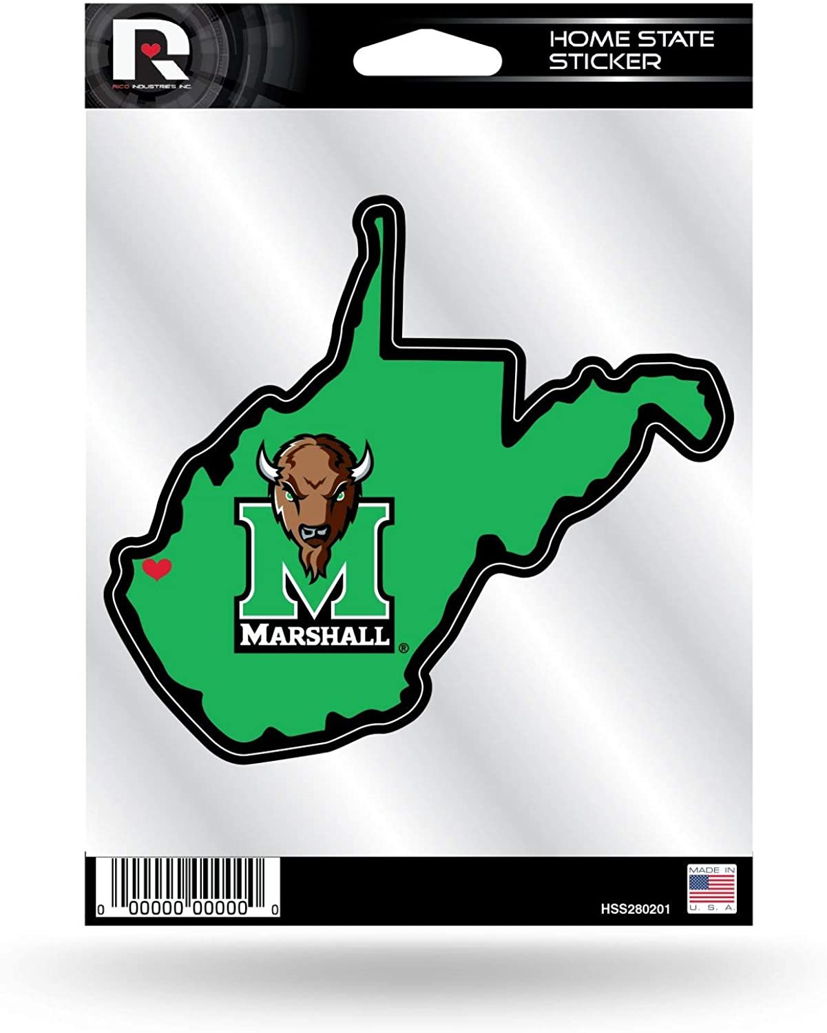 Marshall University Thundering Herd Home State Sticker Decal Flat Vinyl 5 Inch