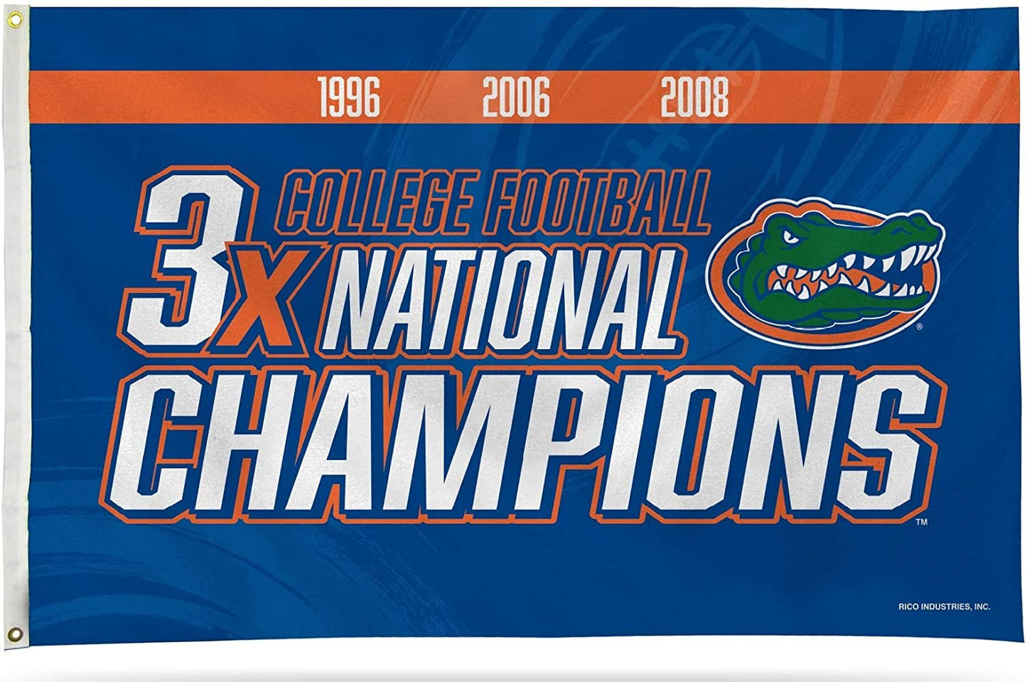 University of Florida Gators 3-Time Champions Premium 3x5 Feet Flag Banner, Logo Design, Metal Grommets, Outdoor Use, Single Sided