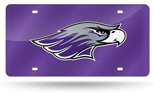 University of Wisconsin Whitewater Warhawks Premium Laser Cut Tag License Plate, Mirrored Acrylic Inlaid, 6x12 Inch
