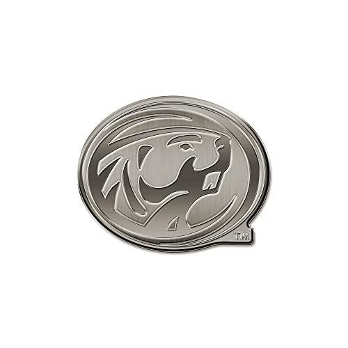Bemidji State University Beavers Premium Solid Metal Raised Auto Emblem, Antique Nickel Finish, Shape Cut, Adhesive Backing, Size Varies