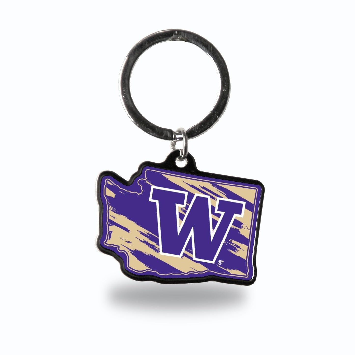 University of Washington Huskies Metal Keychain, State Shaped