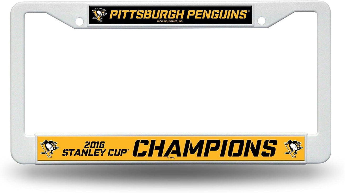 Pittsburgh Penguins 2016 Stanley Cup Champions Plastic License Plate Frame Tag Cover, 12x6 Inch