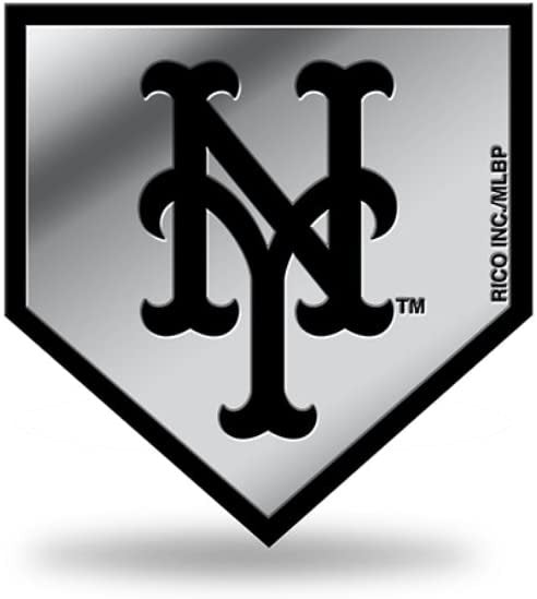 New York Mets Auto Emblem, Silver Chrome Color, Raised Molded Plastic, 3.5 Inch, Adhesive Tape Backing
