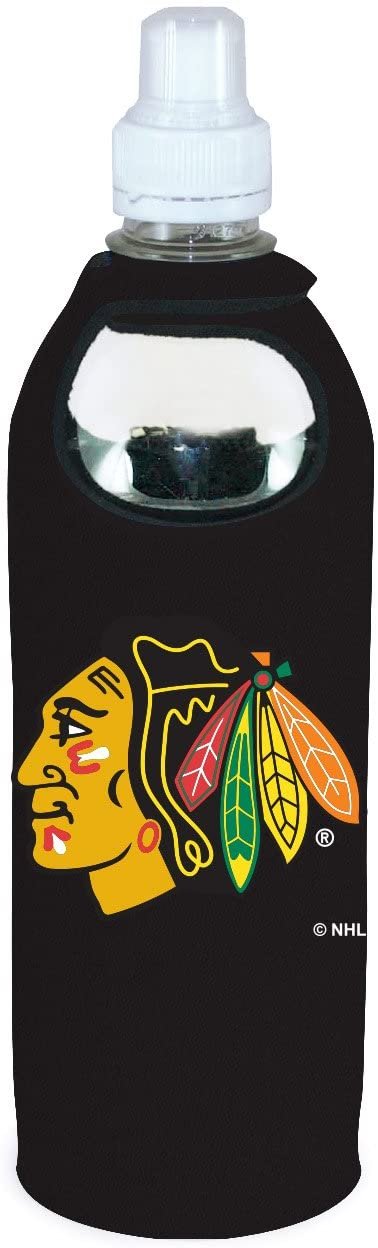 Chicago Blackhawks 1/2 Liter Water Soda Bottle Beverage Insulator Holder Cooler with Clip Hockey