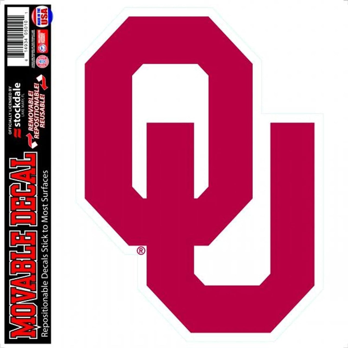 University of Oklahoma Sooners 12 Inch Decal Sticker, Shape Cut, Flat Vinyl, Auto Home Use, Full Adhesive Backing