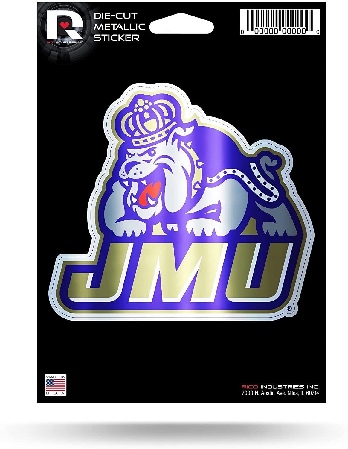 James Madison University Dukes 5 Inch Sticker Decal Metallic Shimmer Design Flat Vinyl