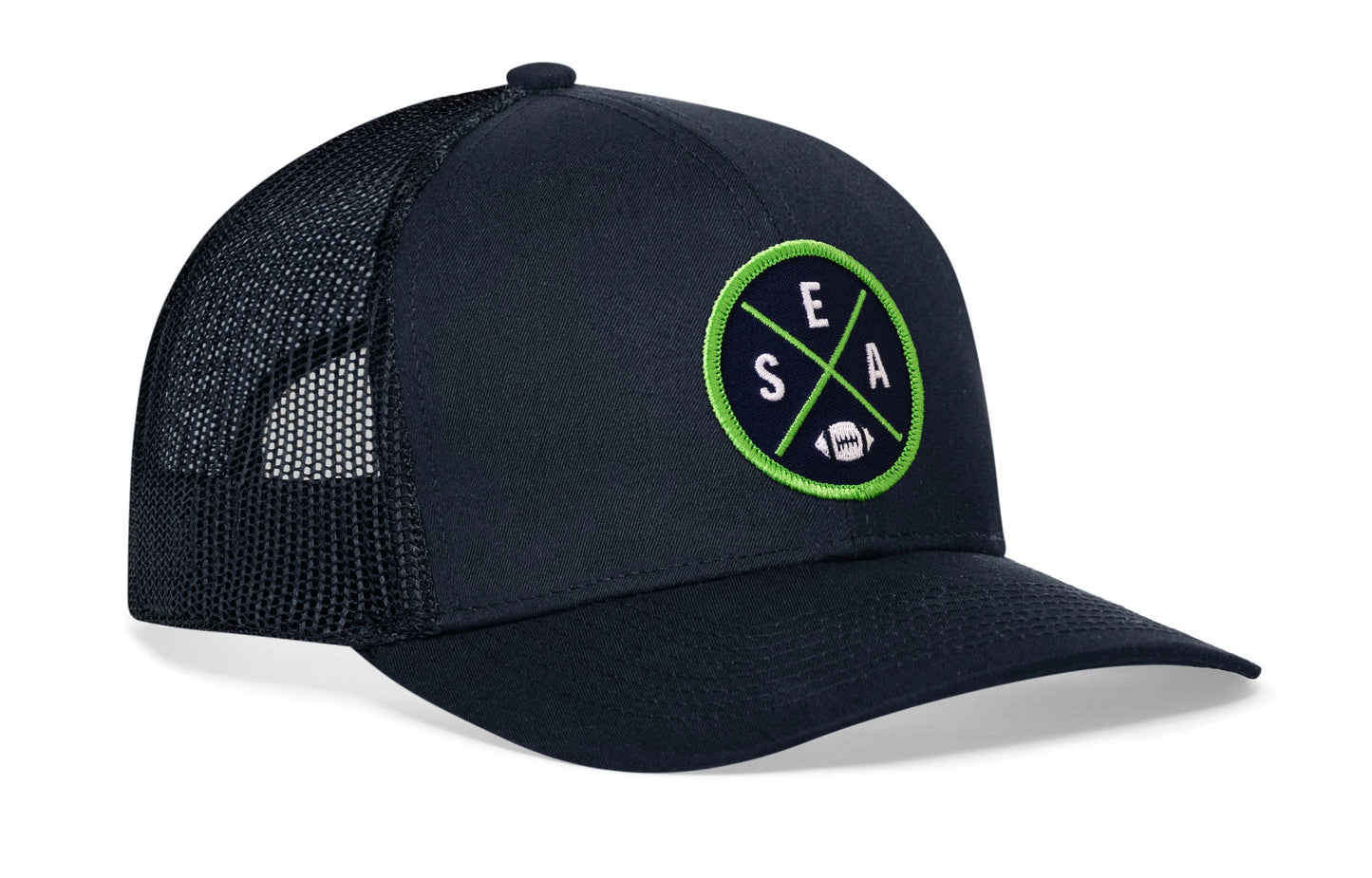 Seattle Football Trucker Hat | Navy Blue SEA X Snapback
