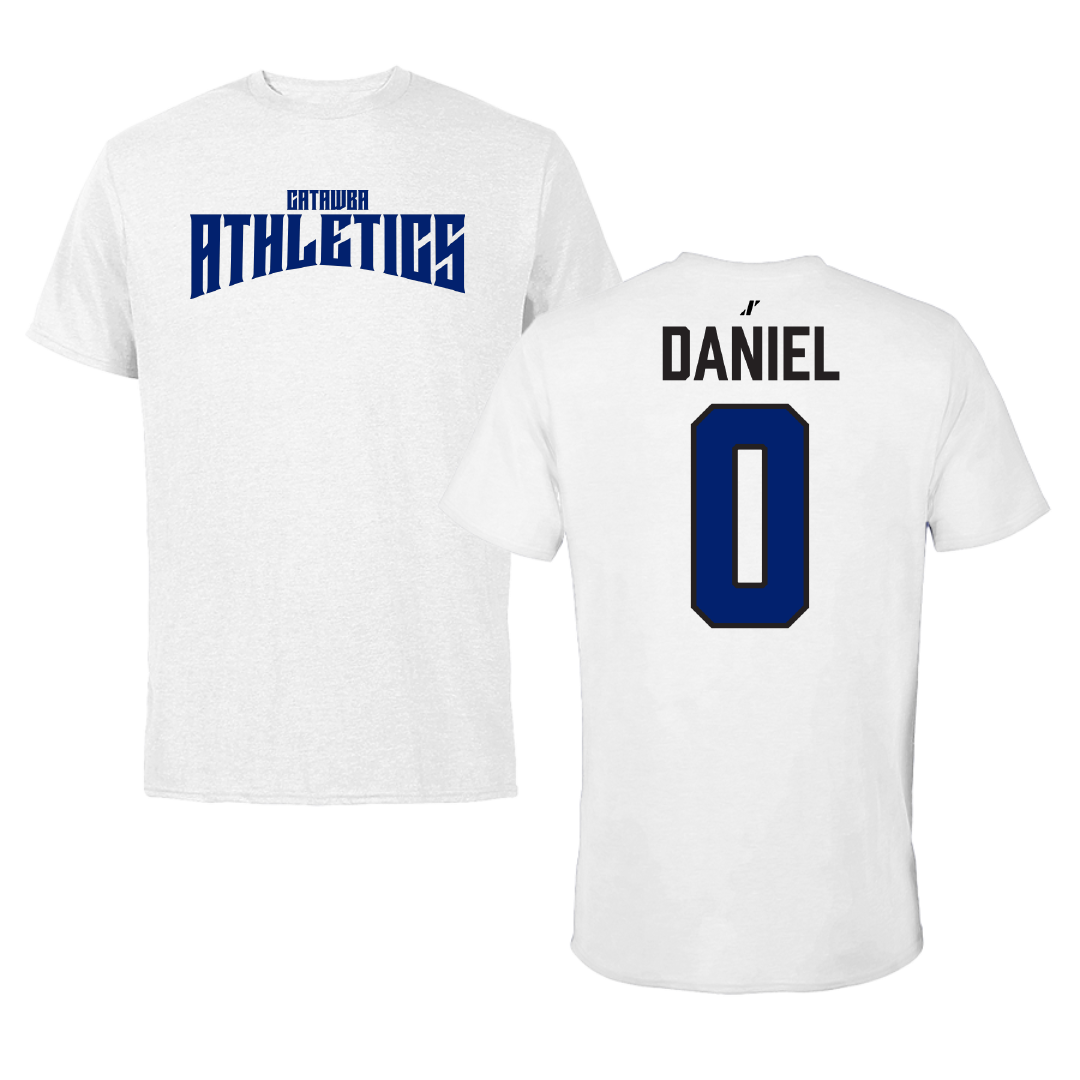 Catawba College Basketball White Classic Performance Tee - #0 Chase Daniel