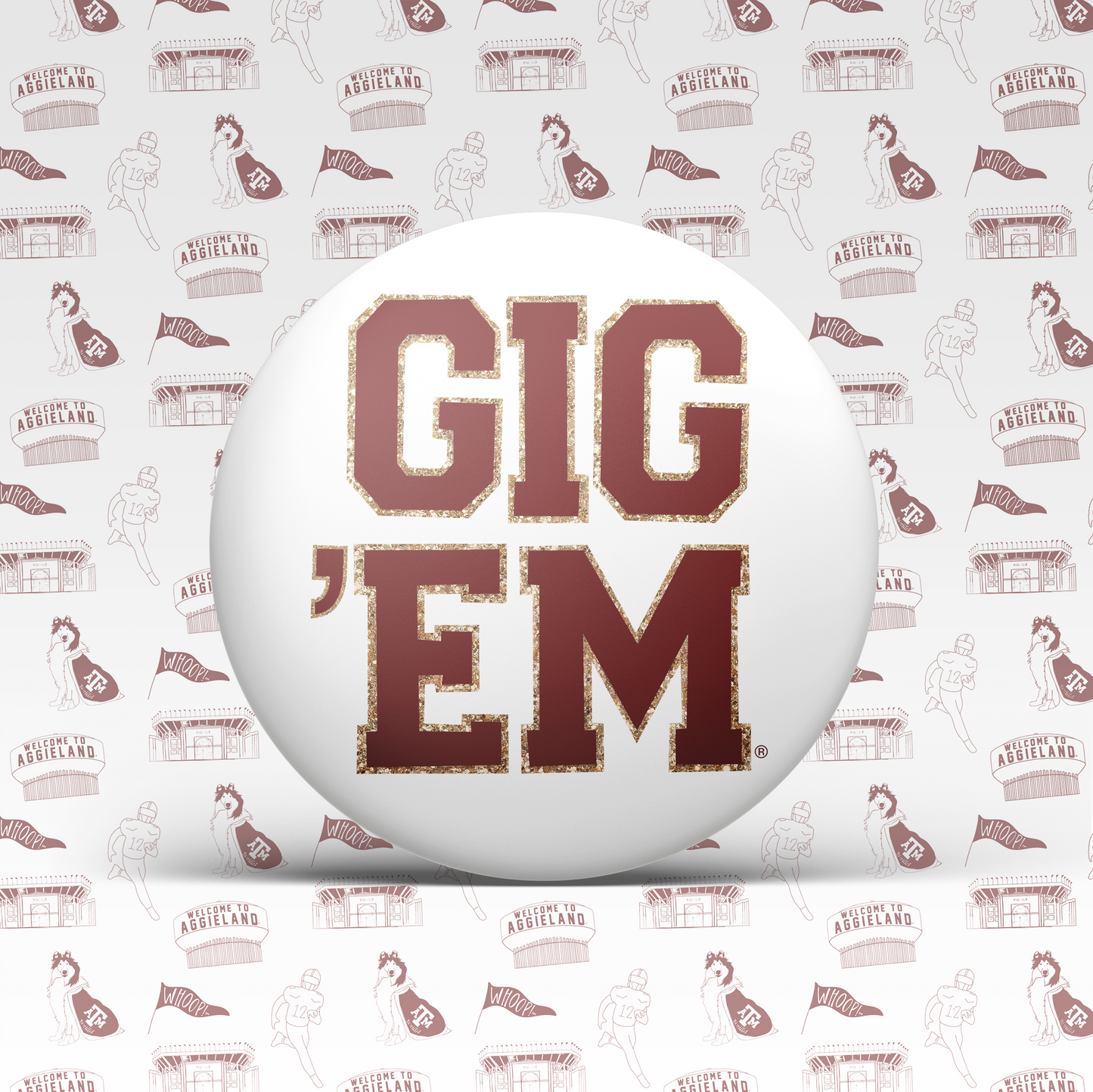 Gig 'Em Patch Letter Button