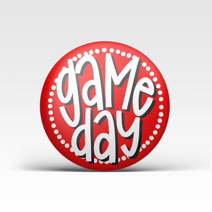 Polka Dot Game Day Button - Red