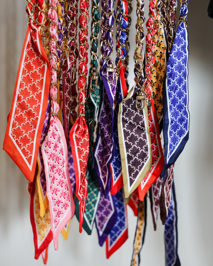 Woven Scarf Chain Purse/Phone Strap - Pink