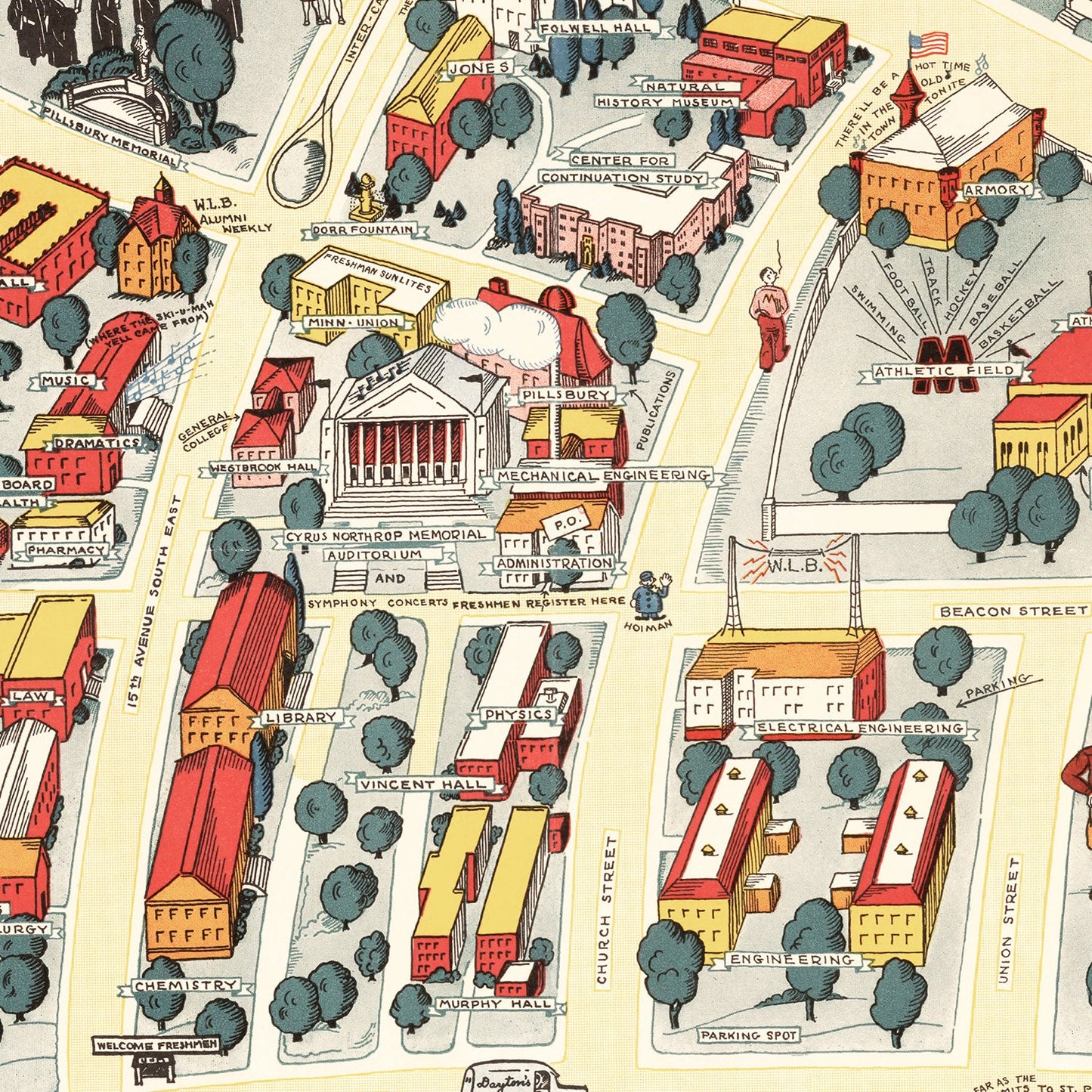 Vintage Map of University of Minnesota, 1940