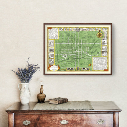 Vintage Map of Oberlin College, 1929