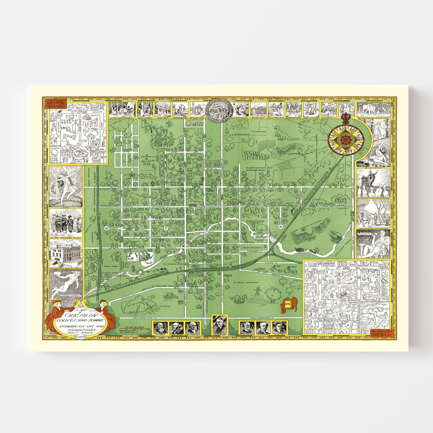 Vintage Map of Oberlin College, 1929