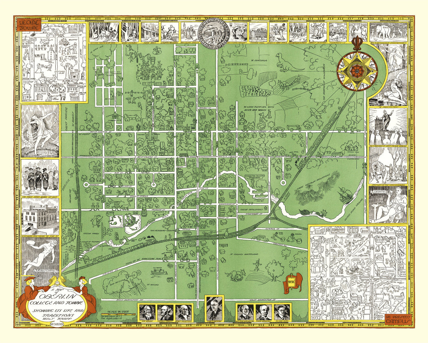 Vintage Map of Oberlin College, 1929